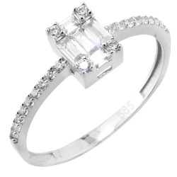 Λευκόχρυσο δαχτυλίδι Κ14 με ζιργκόν